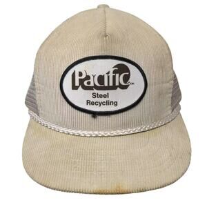 Designer Award Pacific Steel Recycling Trucker Hat Beige Gray Corduroy Rope OS